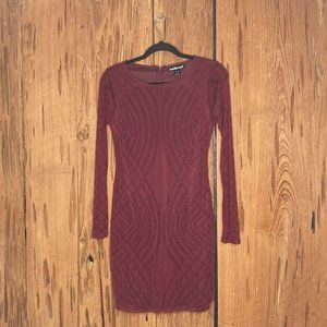Charlotte Russe Holiday Cocktail Party Dress Women M Maroon Sequins Bodycon 90s